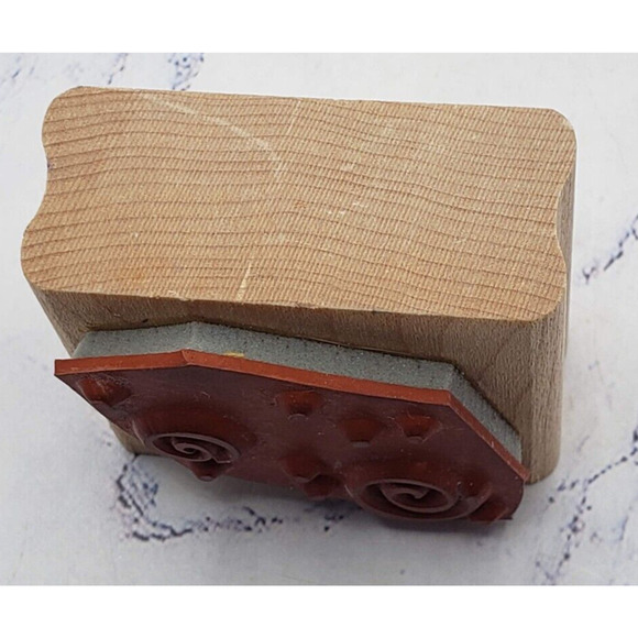 Stampin Up Curly Cue Design With Dots 2001 Wood Mounted Rubber Stamp - Picture 5 of 7